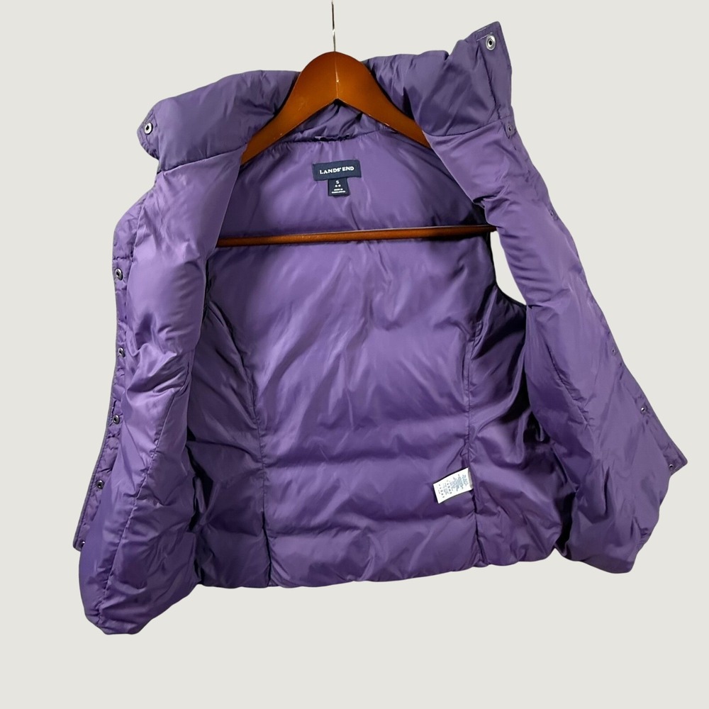 Lands' End Women's Down Puffer Vest Purple Small 6-8 Snap Front Quilted Nylon - Picture 3 of 9